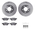 R1 99-08 BMW 323i Front Drilled & Slotted Silver Brake Rotor Set w/Ceramic Pads and Hardware