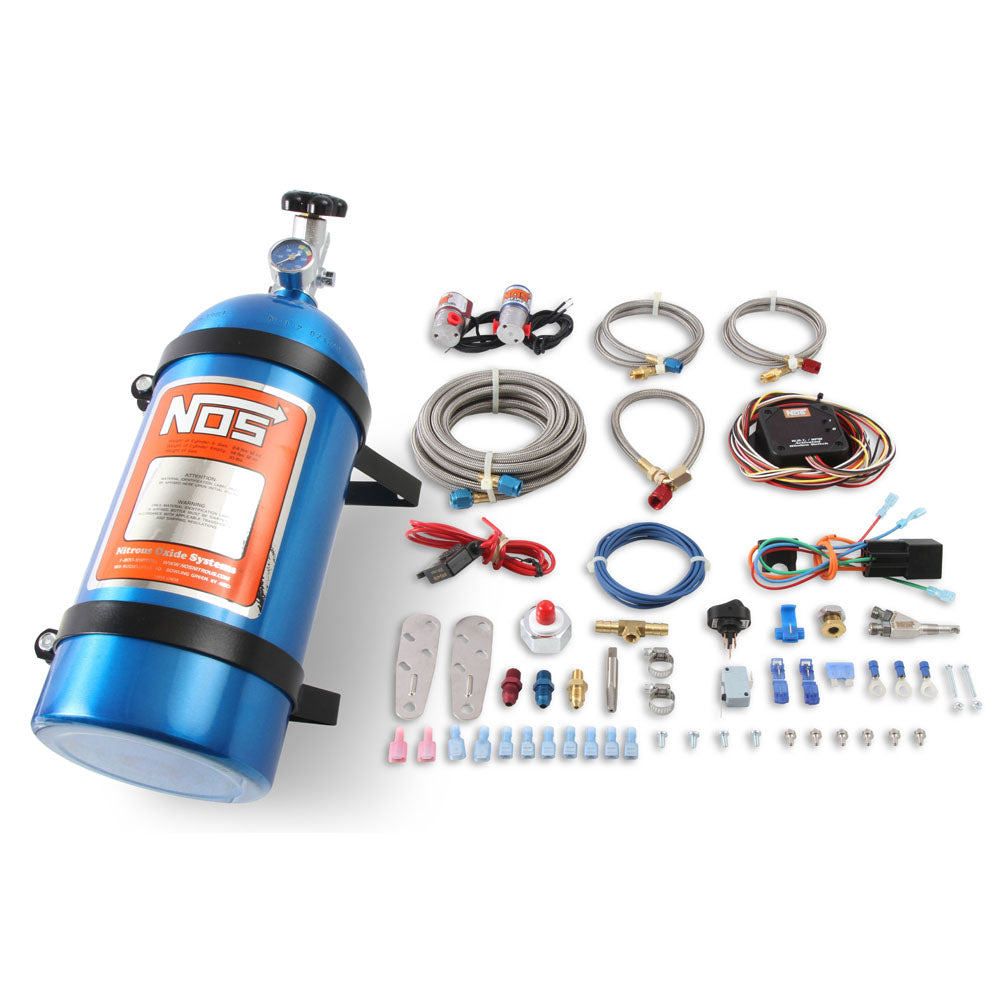 Sniper Single Fogger Wet Nitrous System Multi-Fit 4 & 6 Cylinder Multi-Point EFI Wet Nitrous System With Drive-By-Wire Throttle Control Includes 10 Lb Blue Bottle. 35-75 HpNOS