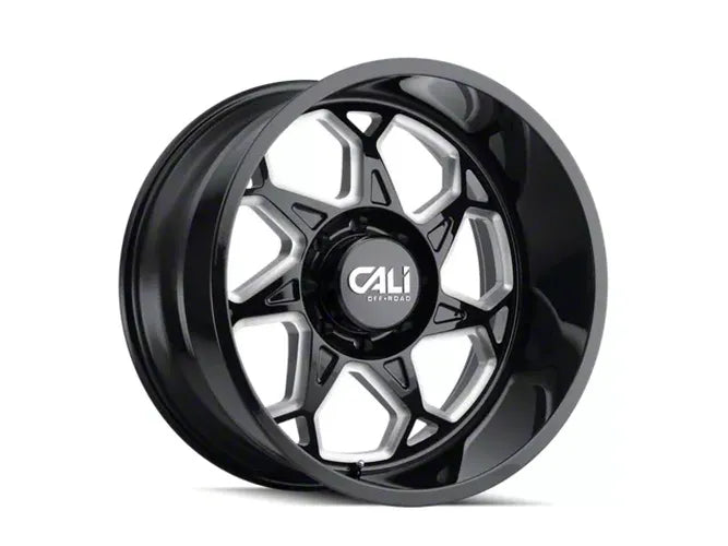 SEVENFOLD (9111) GLOSS BLACK/MILLED SPOKES 20X12 6139.7 51mm 106mm