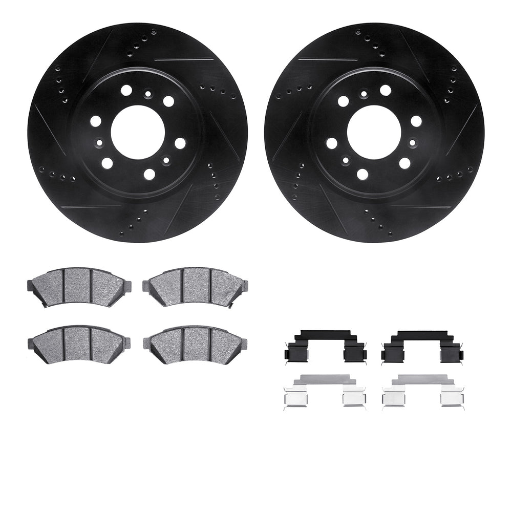 R1 E- Line Series Brake Rotor - D/S - Black w/ Ceramic Pads Hdw Fits Buick Terraza