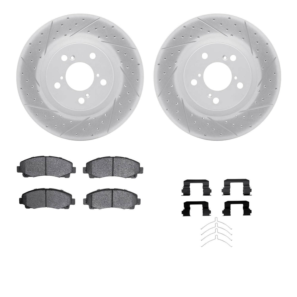 DFC 09-14 Acura TL Front Drilled & Slotted Geoperformance Rotors 5000 Advanced Brake Pads w/Hardware