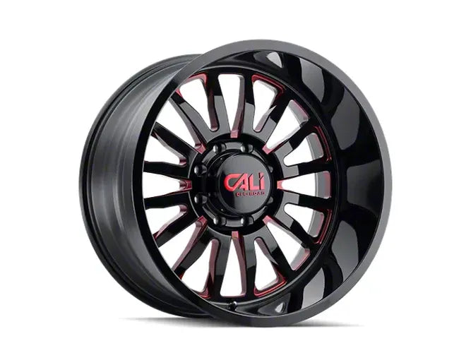 CALI OFF-ROAD SUMMIT 9110 GLOSS BLACK RED MILLED 22X12 8-180 -51MM 124.1MM