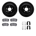 R1 Concepts Black Drilled Slotted Rotors with 5000 Oep Brake Pads Hdw Fits Hyundai Veracruz
