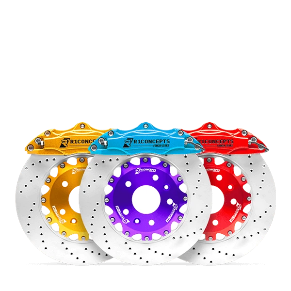 R1 Concepts Brake Rotors - Slotted - Black w/ Semi-Met Pads Hdw Fits Mercedes-Benz GLE300d