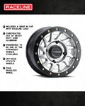 Raceline A12SB Squad 15x7in/4x137 BP/38mm Offset/110.18mm Bore - Silver & Black Ring Beadlock Wheel