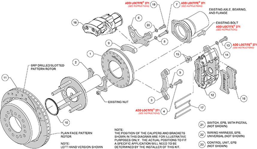 Wilwood EPB/FDP-LP Rear Kit 11in. Big Ford - Red