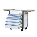 ALUMINUM PRO MECHANICS CART W/ BLUE ALUMINUM DRAWER PULLSWHITE