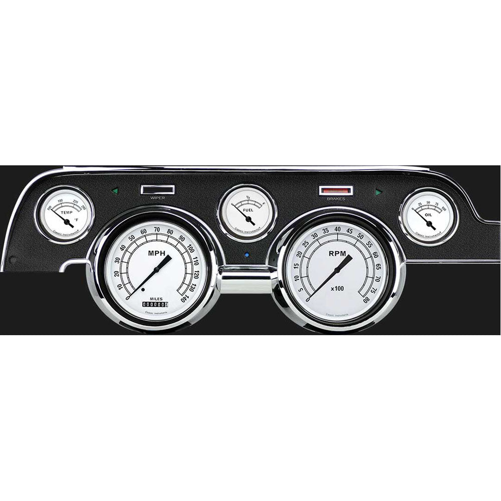CLASSIC WHITE MUSTANG 67-68 5 GAUGE
