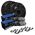 R1 Concepts Brake Rotors - Slotted - Black w/ Semi-Met Pads Hdw Fits Porsche Cayenne