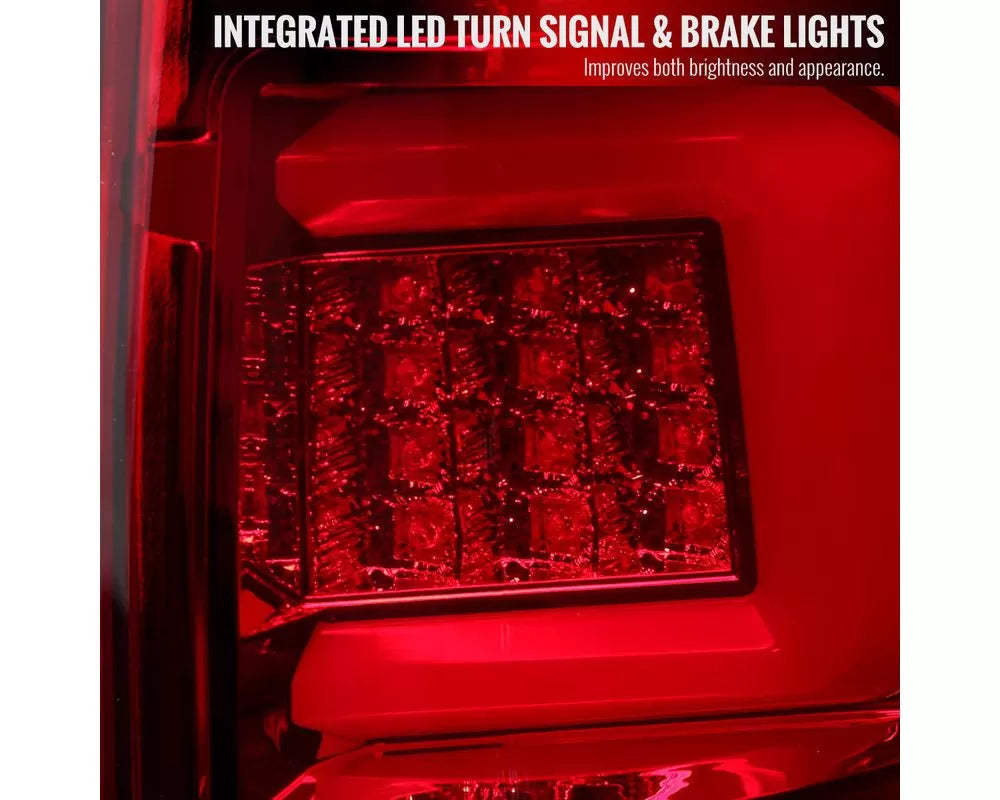 LED TAIL LIGHTS WITH RED LED C-BAR CHROME HOUSING RED LENS