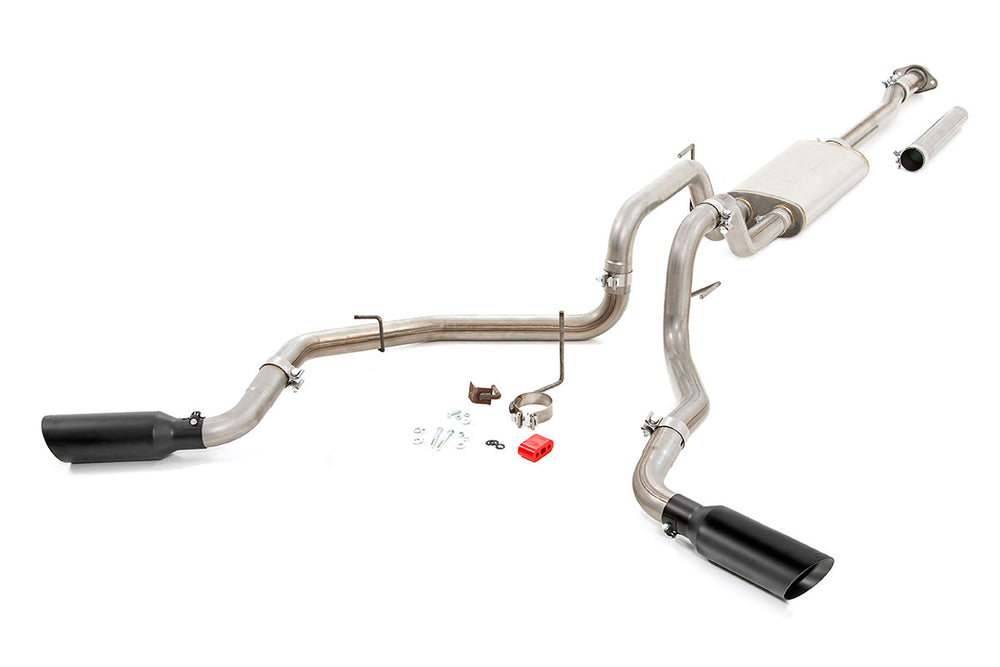 ~(68 lbs. 46X16X12)~ Dual Cat-Back Exhaust System w/ Black Tips (15-20 F-150)