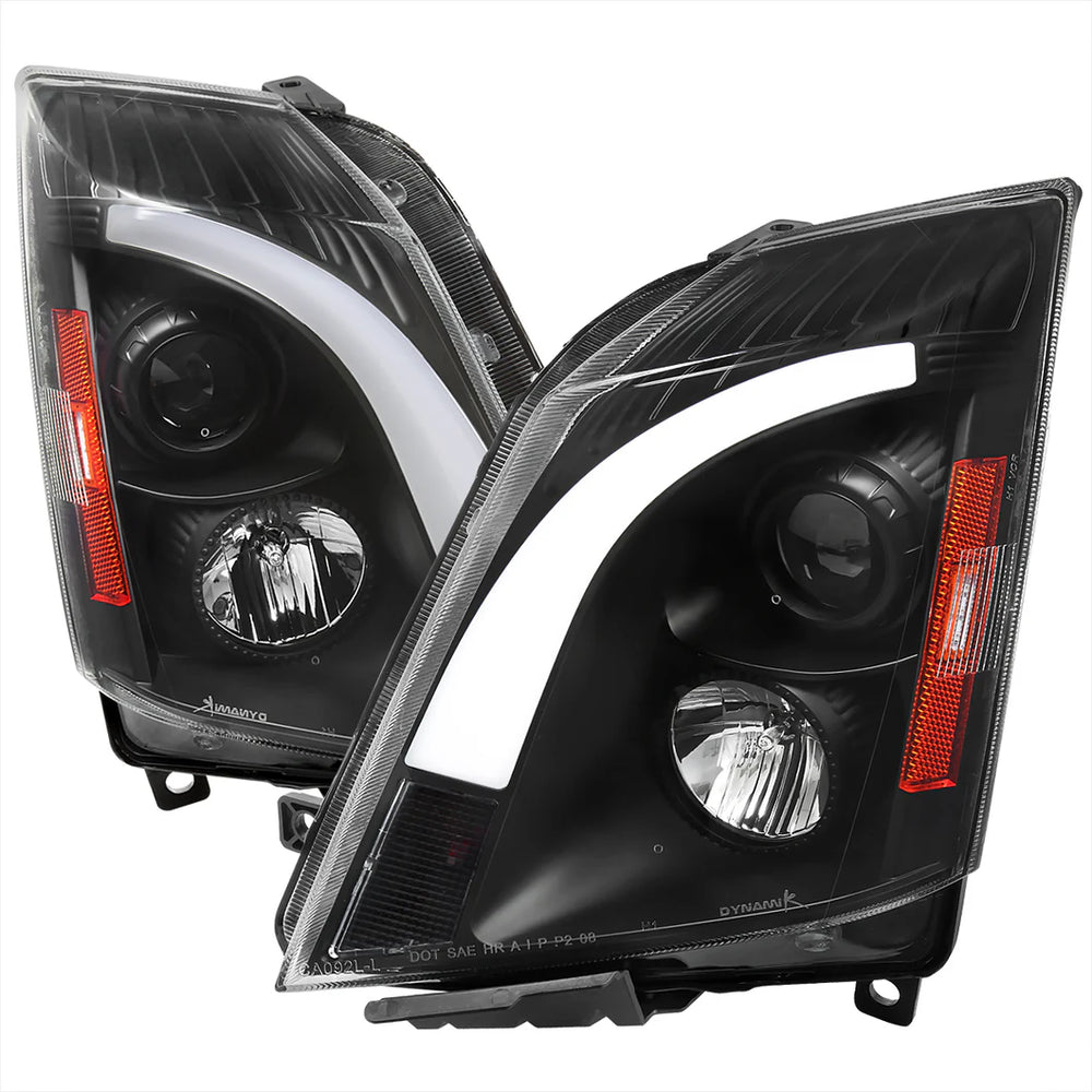 LED BAR PROJECTOR HEADLIGHT MATTE BLACK HOUSING CLEAR LENS - SWITCHBACK LED LIGHT BAR - LED SEQUENTIAL SIGNAL - H1 HIGH BEAM H1 LOW BEAM