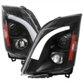 LED BAR PROJECTOR HEADLIGHT MATTE BLACK HOUSING CLEAR LENS - SWITCHBACK LED LIGHT BAR - LED SEQUENTIAL SIGNAL - H1 HIGH BEAM H1 LOW BEAM