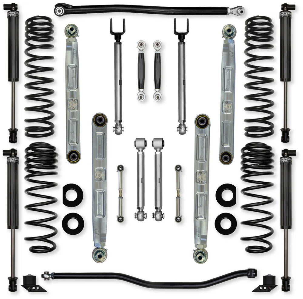 21C WRANGLER JLU 392 4DR 2.5IN ALUM SYS STAGE 1 W/ PB+J LOWER MID ARMS FRONT