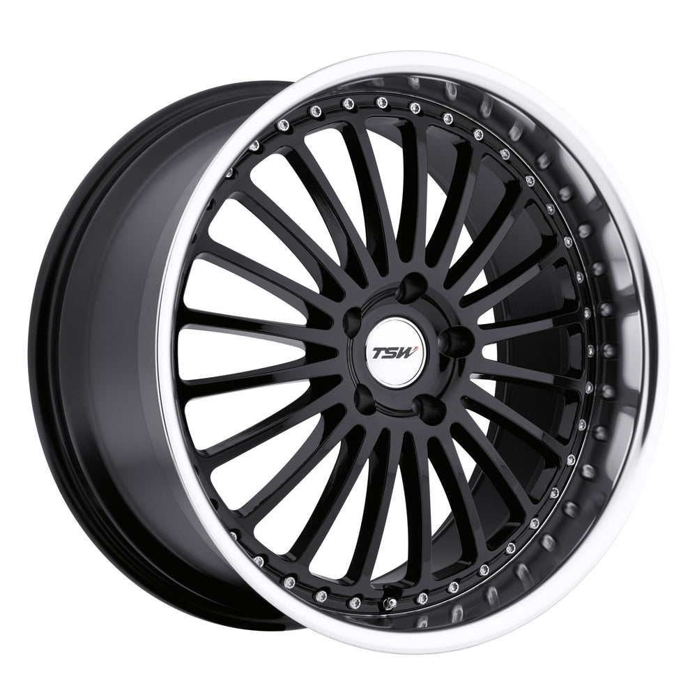 ~(28 lbs. 19X19X10)~ TSW SILVERSTONE 17x8.0 5/114.3 ET40 CB76.1 GLOSS BLACK W/MIRROR CUT LIP