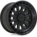 OMEGA 17x9 6x135.00/6x139.70 SATIN BLACK MACHINED LIP W/RED TINT (18 mm)