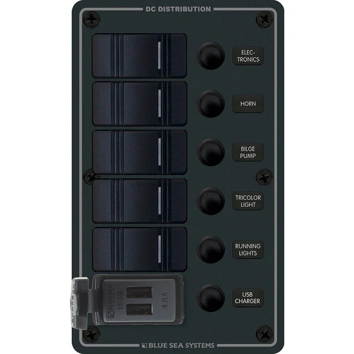 PANEL H2O CB USB 12/24VDC 5POS VERT