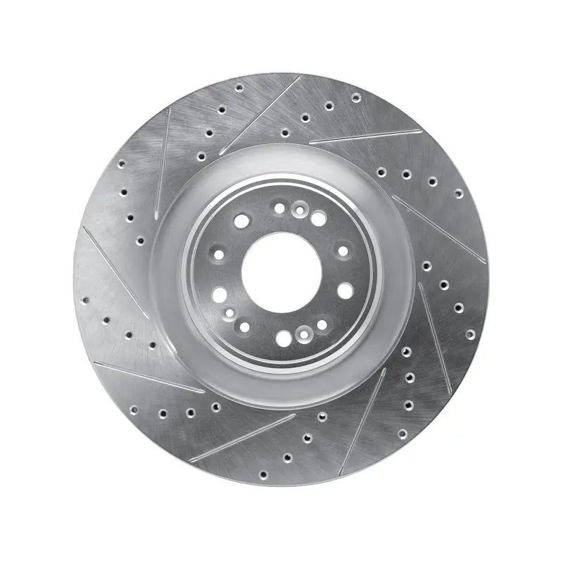DFC 17-22 Genesis G90 Front Left Drilled & Slotted Silver Brake Rotor