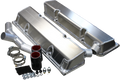 SBC Fab Valve Cover Set Sgl Crossover Breathe