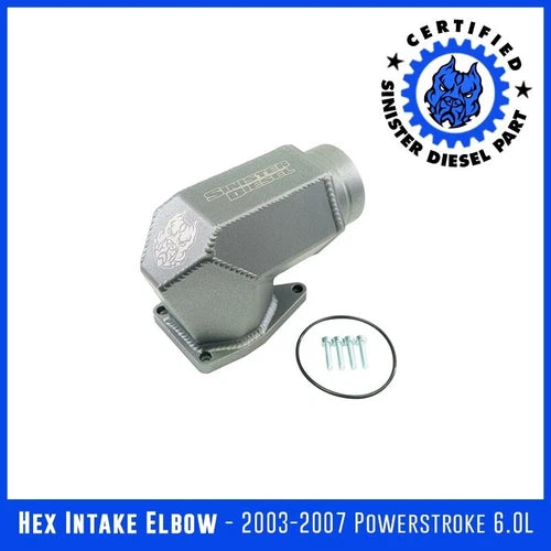 Sinister Diesel 03-07 6.0L Powerstroke (Hexagon) Intake Elbow - Gray