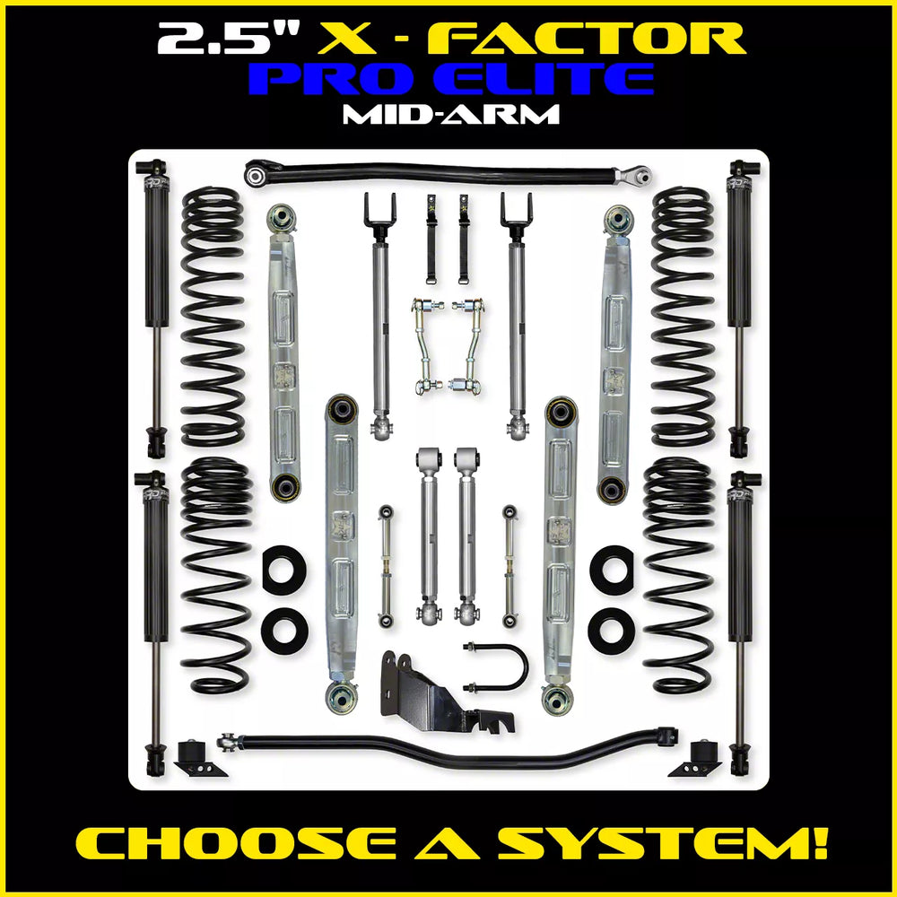 18C WRANGLER JL 2DR 4.5IN X PRO ELITE ALUM FACTOR SYS W/ PB+J LOWER MID ARMS FR