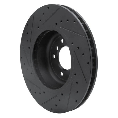 R1 11-16 BMW Z4 Front Right Drilled & Slotted Black Brake Rotor