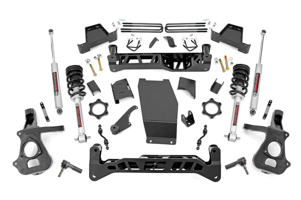 1x 174BOX1 1x 501060 1x 23158 1x 1237BOX5 1x 17430BOX2 7 Inch Lift Kit Cast Steel N3 Struts Chevy GMC 1500 (14-18)