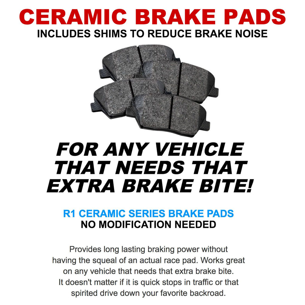 R1 Concepts E- Line Series Brake Rotor with Ceramic Brake Pads Hdw Fits BMW 530i