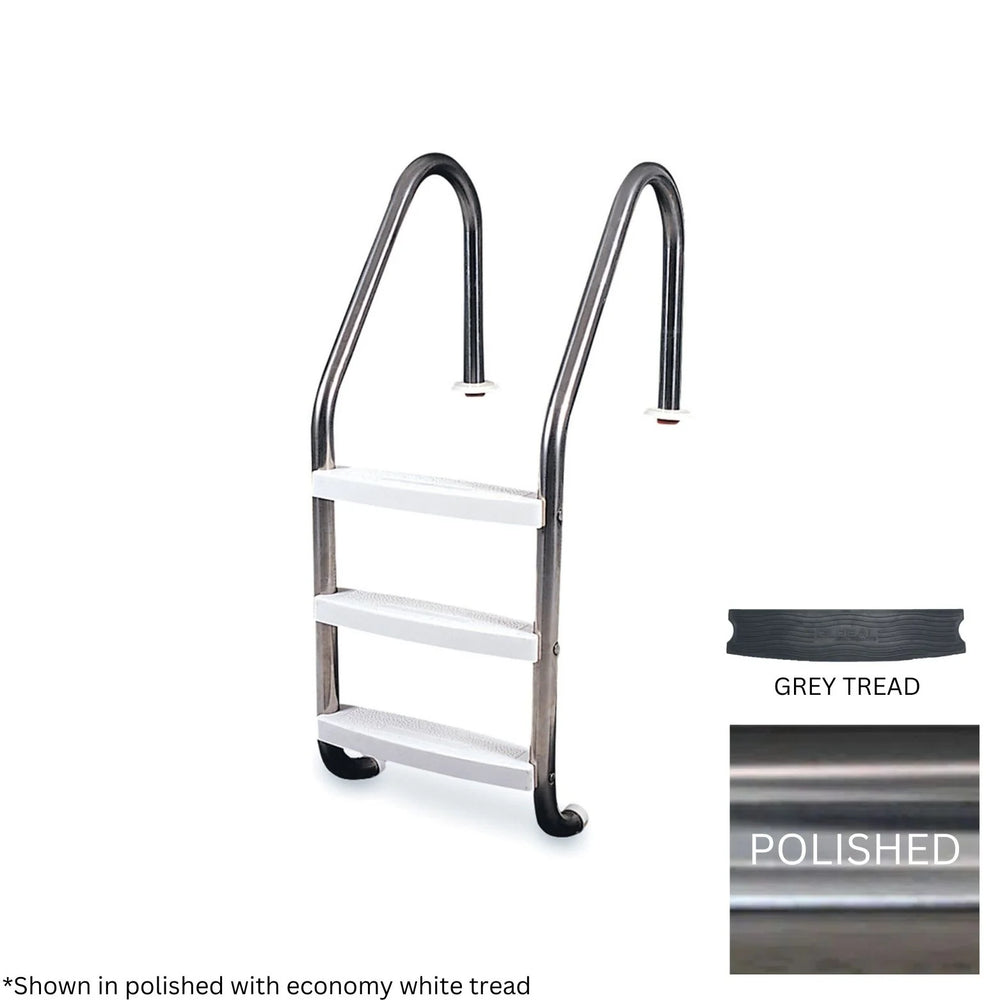 CLASSIC 3 STEP LADDER POLISHED .049 W/GREY HEAVY DUTY TREADS