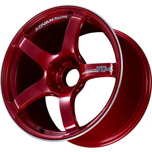 Advan TC4 17x8.0 +35 4-100 Racing Candy Red & Ring Wheel