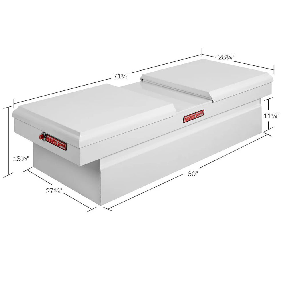 71 X27 X 18 ALUMINUM FULL EXTRA WIDE GULL WING BOX 15.3 CU FT WHITE FINISH