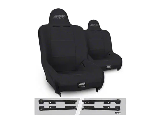PRP Premier High Back Suspension Seats Kit for Jeep Wrangler JK/JKU (Pair) - Black