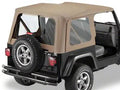 ~(16 lbs. 32X9X9)~ Replace-a-Top Fabric-only Soft Top Dark Tan Jeep 97-02 Wrangler; No door skins included; Clear side and rear windows