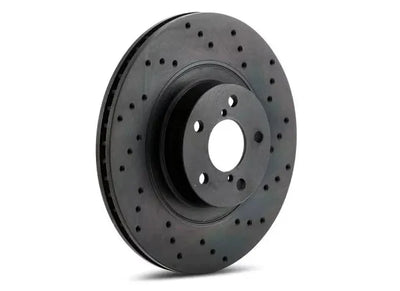 R1 11-18 Porsche Cayenne Right Front Drilled Black Brake Rotor