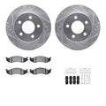 R1 90-99 Jeep Comanche Front Drilled & Slotted Silver Brake Rotor Set w/Optimum OE Pads and Hardware