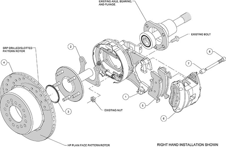 Wilwood D154 P/S Park Brake Kit Red New Big Ford 2.50in Off Front Mount