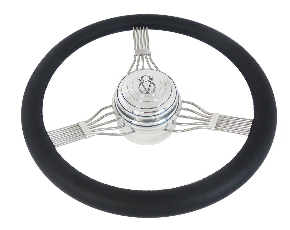 15' S.S. STEERING WHEEL WITH V8 LOG