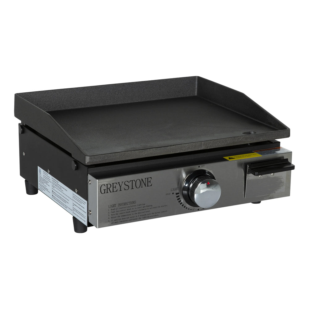 GREYSTONE 17IN GRIDDLE WITH SS PANEL CAST IRON COOKING PLATE 15000 BTU