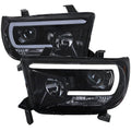 PROJECTOR HEADLIGHT -GLOSS BLACK HOUSING - LIGHT SMOKE LENS - LED TUBE
