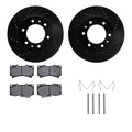 R1 Concepts Black Drilled Slotted Rotors with 5000 Oep Brake Pads Hdw Fits Hummer H3