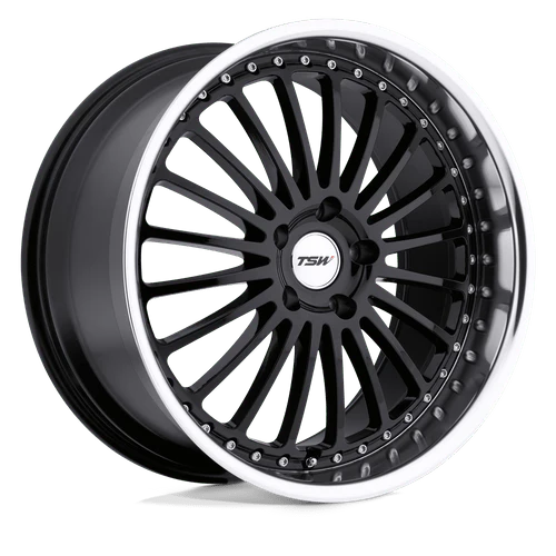 ~(28 lbs. 19X19X10)~ TSW SILVERSTONE 17x8.0 5/112 ET45 CB72.1 GLOSS BLACK W/MIRROR CUT LIP