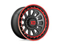 OMEGA 17x9 5x127.00/5x139.70 SATIN BLACK MACHINED LIP W/RED TINT (12 mm)