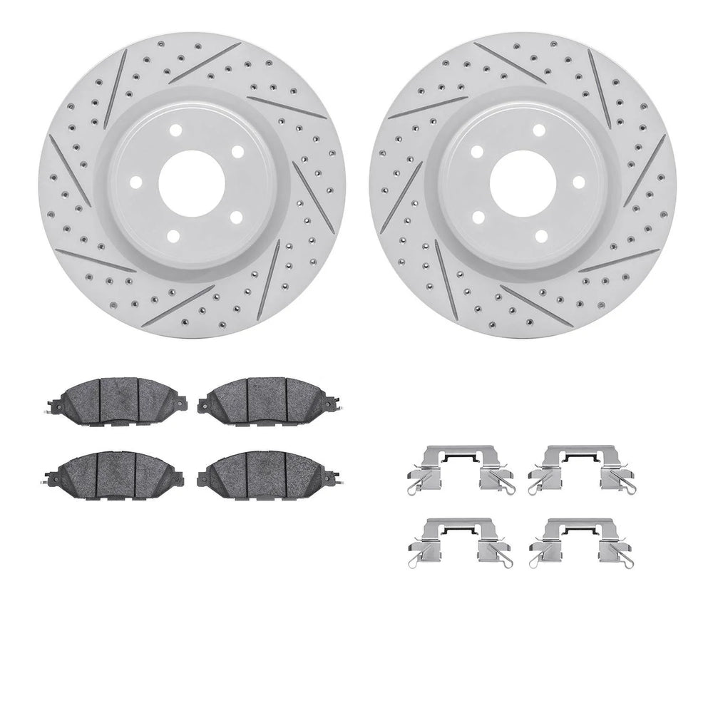 DFC 13-24 Infiniti QX60 Front Drilled & Slotted Geoperformance Rotors 5000 Advanced Pads w/Hardware