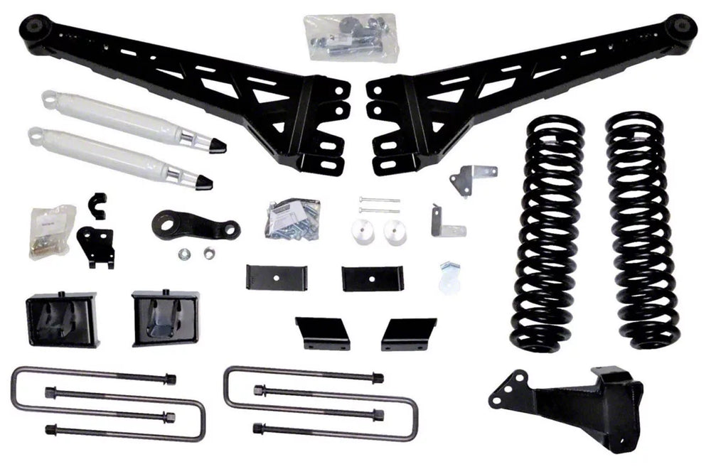 2017 - 2020 F-350 4in LIFT ( RADIUS ARM KIT ) FRONT SHOCKS 4.5in REAR BLOCK (BLACK POWDER)