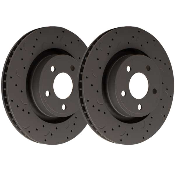 Hawk Talon 2010 Dodge Caliber Express Rear Drum Drilled and Slotted Front Brake Rotor Set