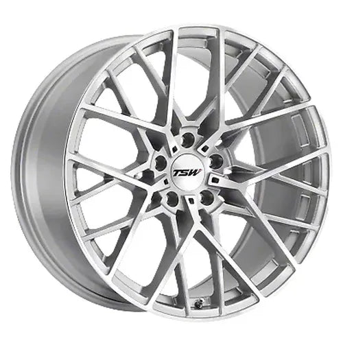 ~(34 lbs. 22X22X10)~ TSW SEBRING 20x8.5 5/108 ET40 CB72.1 SILVER W/ MIRROR CUT FACE