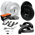 R1 05-23 Toyota Tacoma Front & Rear Drill/Slot Carbon Coated Rotor/Drum w/Super Duty Pads