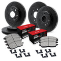 R1 Concepts Black Slotted Rotors with 5000 Oep Brake Pads Hdw