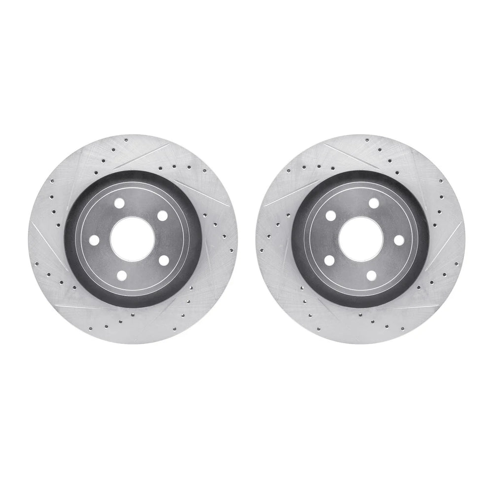R1 06-10 Jeep Grand Cherokee Front Drilled & Slotted Silver Brake Rotor Set