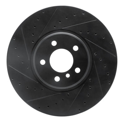 R1 08-19 BMW X5 Front Left Drilled & Slotted Black Brake Rotor